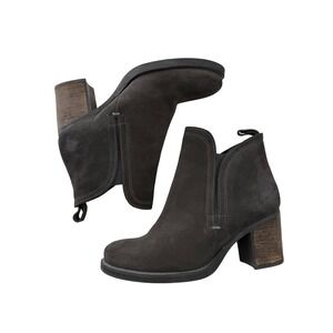 Bos & Co Belfield Suede Ankle Boots Grey Block Heel Dark Academia Boho 39 US 8.5